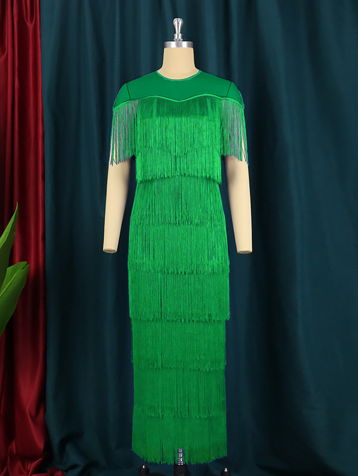Damen Maxikleid mit Fransen Echo Archiv