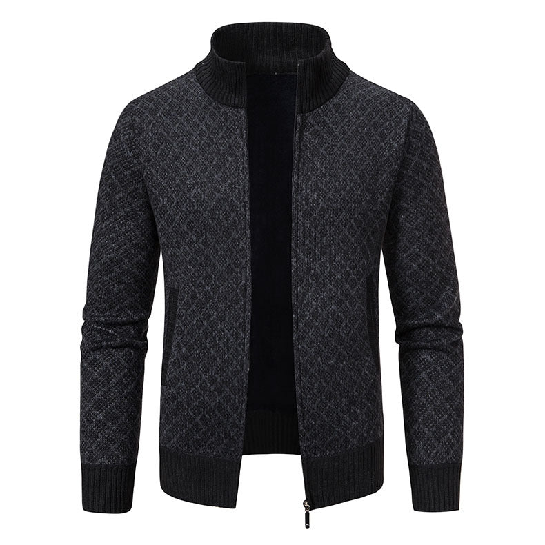 Herren Strickjacke mit modernem Zipper und hochwertigem Muster Echoarchiv