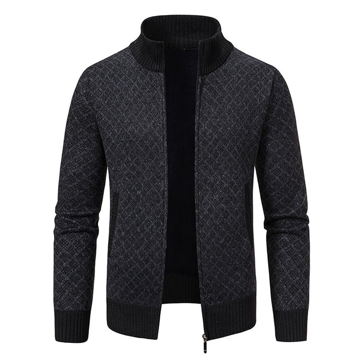 Herren Gemusterte Strickjacke mit Stehkragen und durchgehendem Reißverschluss Echo Archiv