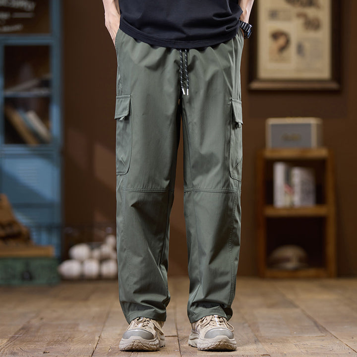 Herren Leichte Technical Cargo-Hose mit geradem Bein, Multifachtaschen und Kordelbund Echo Archiv
