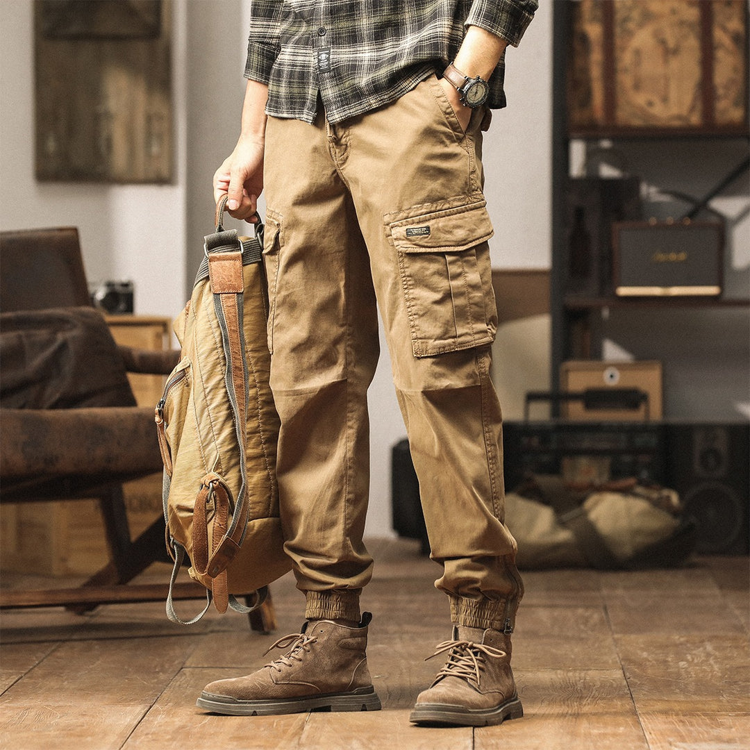 Herren Utility-Cargo-Jogginghose mit Mehrfachtaschen, elastischen Bündchen & Reißverschlussdetail Echoarchiv