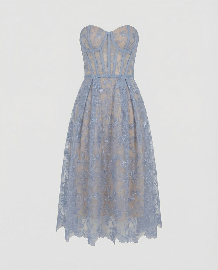 Korsett-Top Spitzen-Midi-Kleid