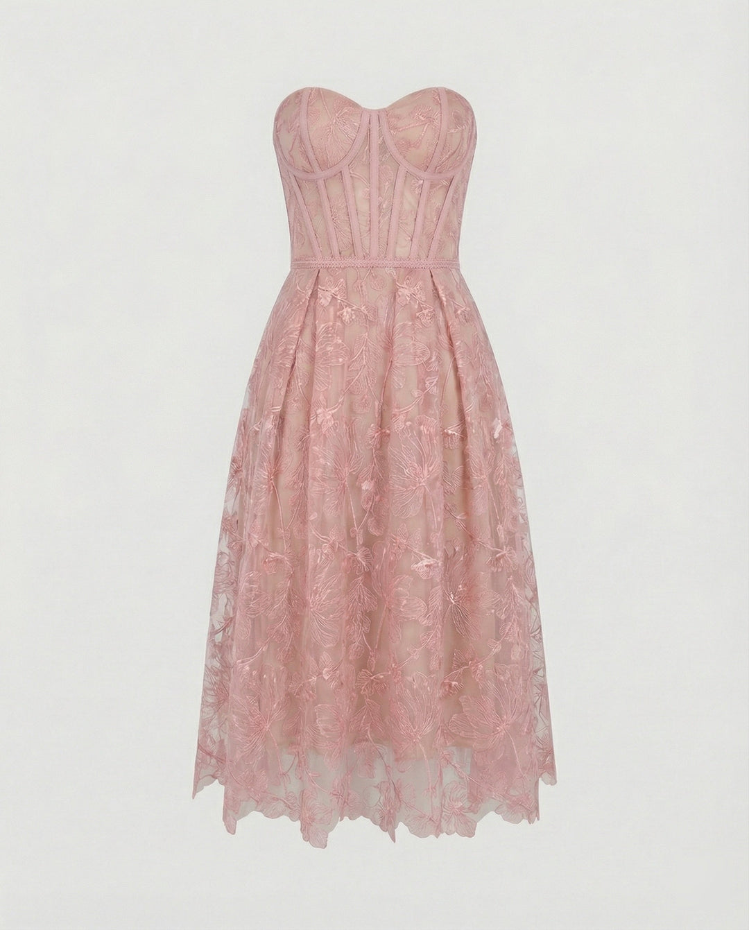 Korsett-Top Spitzen-Midi-Kleid