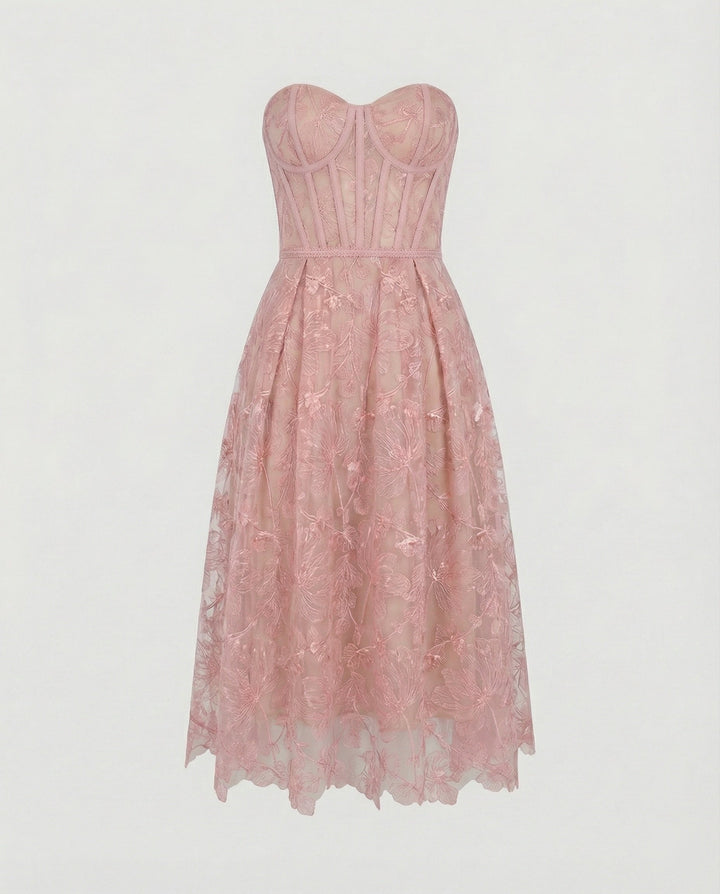 Korsett-Top Spitzen-Midi-Kleid
