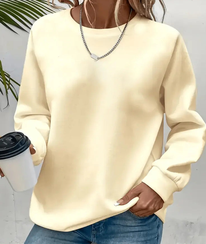 Damen Oversized Rundhals-Sweatshirt mit überschnittener Schulter, weichem Fleece-Innenfutter und gerippten Bündchen – Avérine