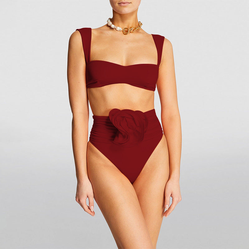Damen Hochgeschnittener Bikini mit raffiniertem Rüschendetail Echo Archiv