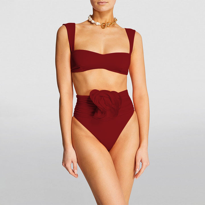 Damen Hochgeschnittener Bikini mit raffiniertem Rüschendetail Echo Archiv
