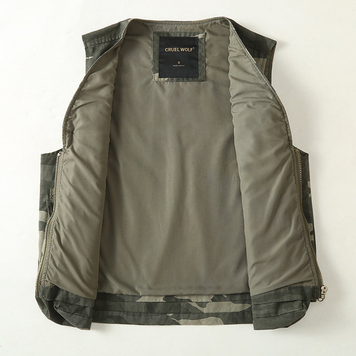 Herren Multifunktionale Outdoor-Weste mit vielen Taschen und Reißverschluss Echoarchiv
