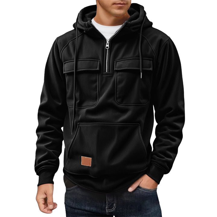 Herren Fleecepullover mit angezipptem Kragen und praktischen Taschen Echoarchiv