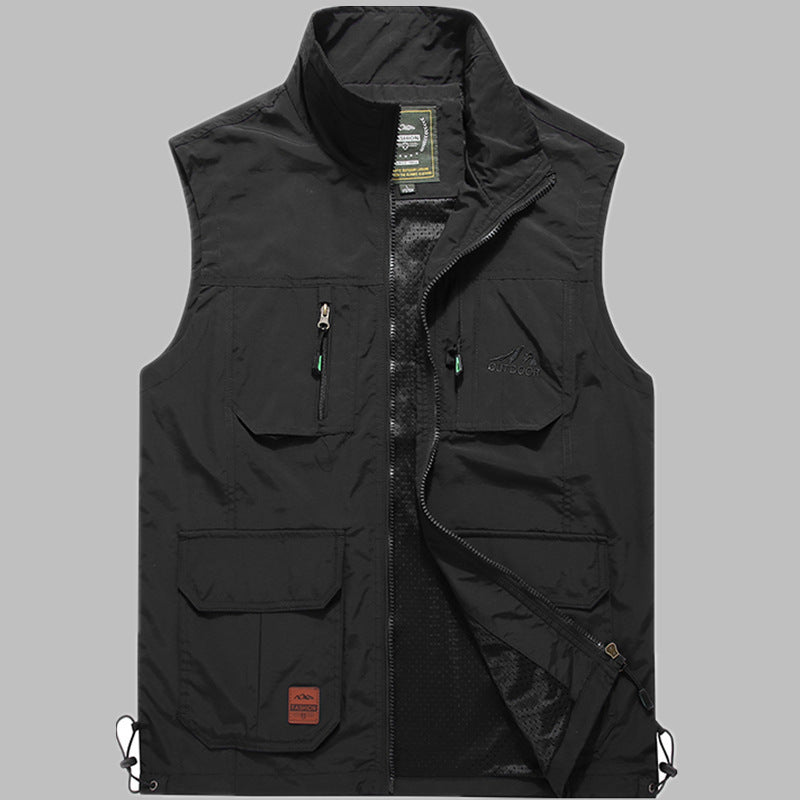 Herren multifunktionale Outdoor‑Utility‑Weste mit Reißverschluss, Mehrfachtaschen und atmungsaktivem Meshfutter Echoarchiv