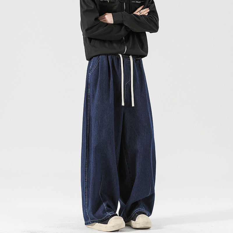 Damen Weite Denim-Palazzohose mit Tunnelzugbund, tiefem Schritt und extra weitem Bein Echo Archiv