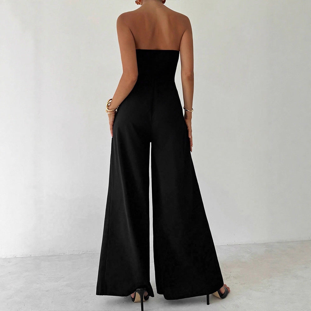 Damen Elegantes Jumpsuit mit asymmetrischem Ausschnitt und dekorativen Knöpfen Echo Archiv