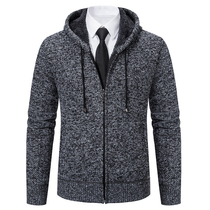 Herren modische Strickjacke mit Kapuze und elegantem Reißverschluss Echoarchiv