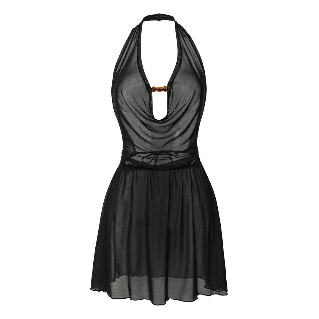 Damen Strandkleid mit tiefem V-Ausschnitt und raffiniertem Knoten Echo Archiv