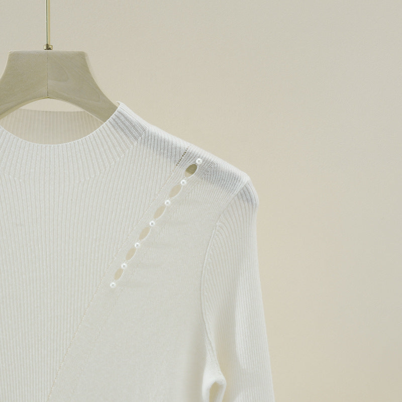 Damen Feinstrick-Pullover mit Perlenbesatz und Zierlochkante Echo Archiv