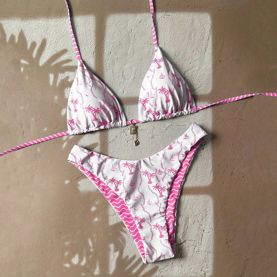 Damen Triangel-Bikini mit tropischem Muster Echo Archiv