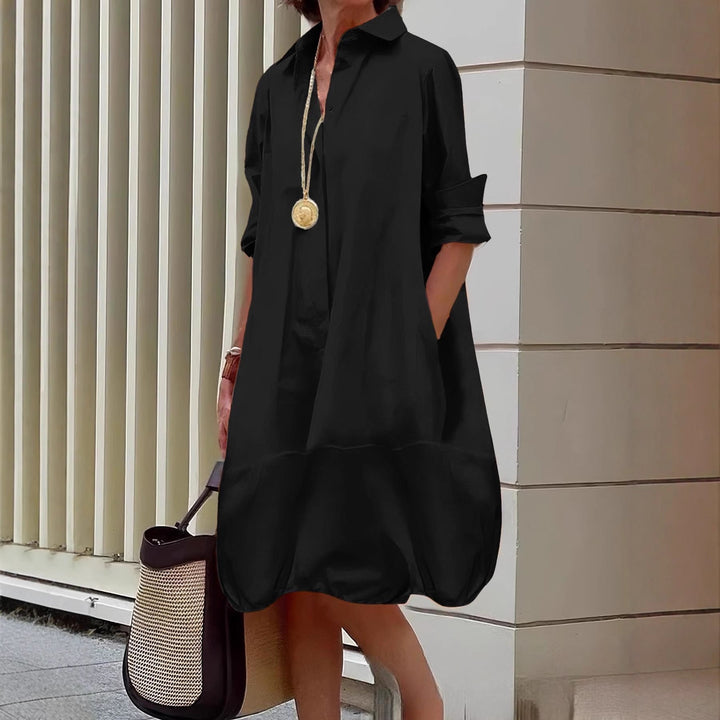 Damen Lässiges Hemdblusenkleid mit weit geschnittenem Saum Echoarchiv