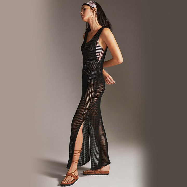 Damen elegantes Netzkleid mit asymmetrischem Schnitt Echo Archiv