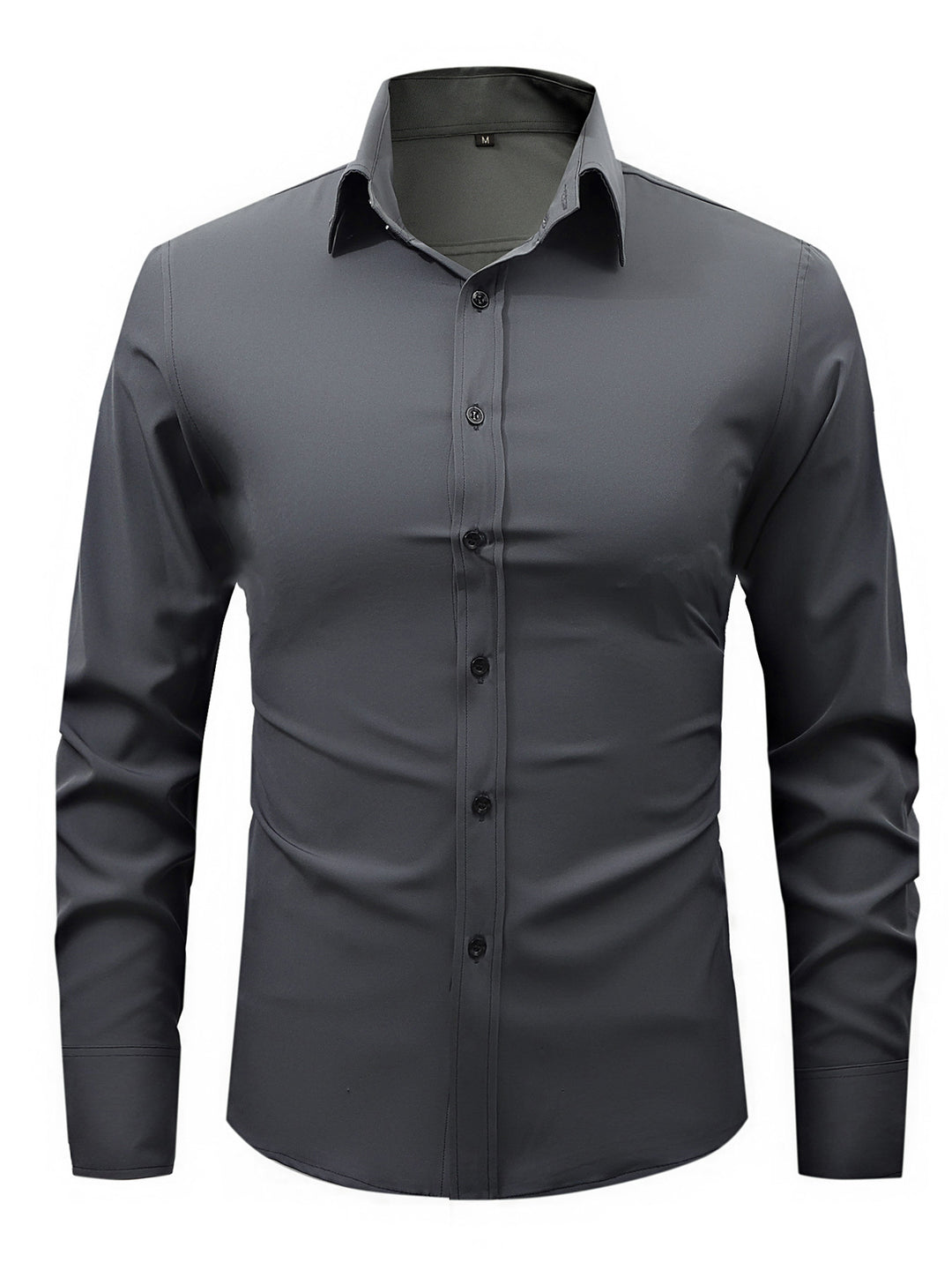 Men's slim fit long sleeve stretch cotton dress shirt with spread collar – Arvello
