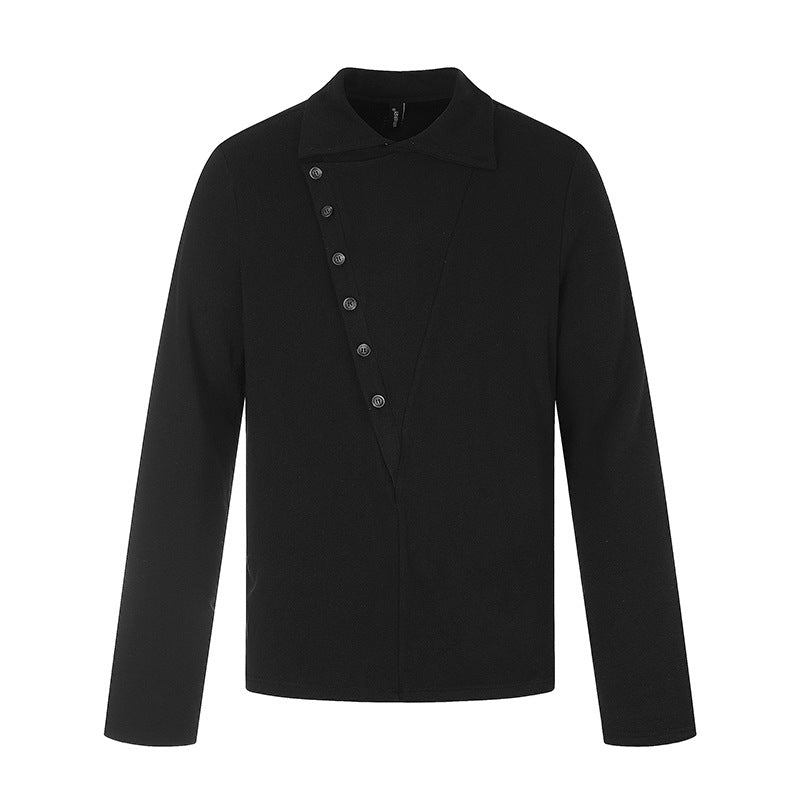 Herren Asymmetrische Hemdjacke mit schräger Knopfleiste und cleanem Stehkragen Echoarchiv