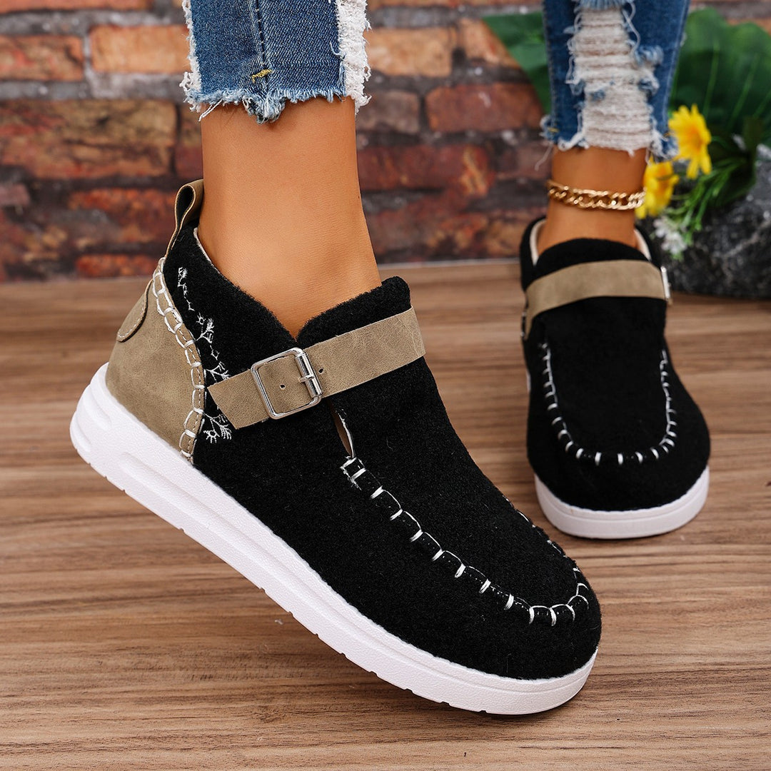 Damen Gefilzte Mokassin‑Sneaker mit Ziernaht, verstellbarem Riemen und dämpfender Plateausohle Echo Archiv