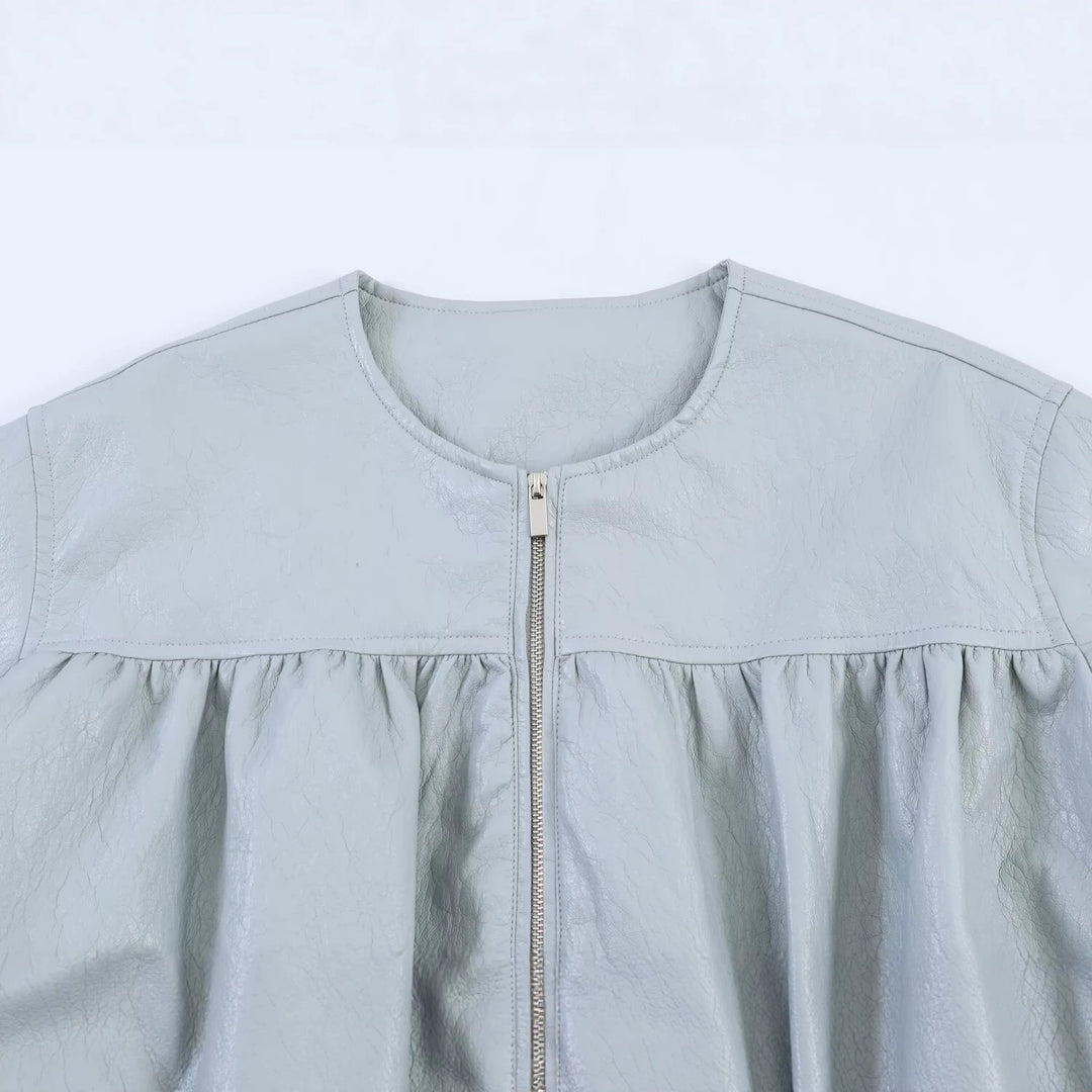 Damen Oversize-Jacke mit Ballonärmeln, Reißverschluss und geraffter Passe Echo Archiv
