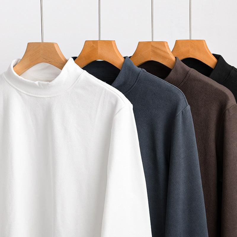 Herren Langärmeliges Feines Baumwollshirt mit Stehkragen und Relaxed-Fit Echoarchiv