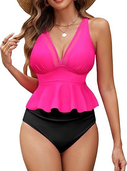 Damen Fließender Peplum-Badeanzug Echo Archiv