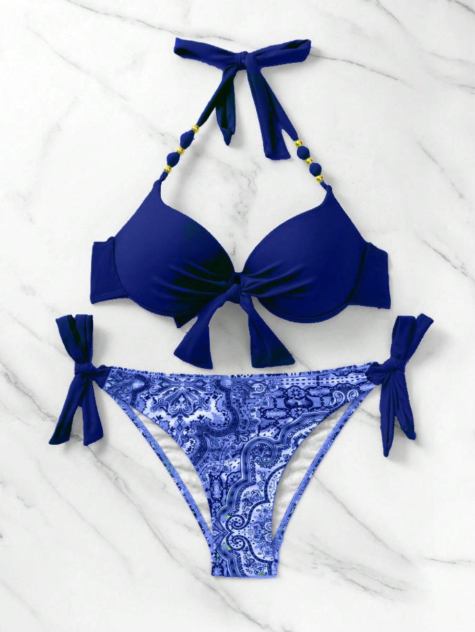 Damen Bikini-Set mit modischem Knoten und bunten Akzenten Echo Archiv