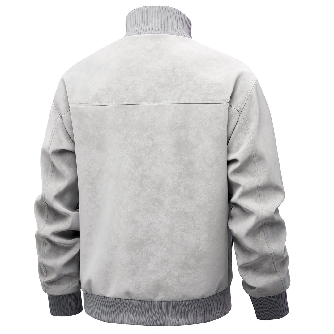 Herren elegante Kunstlederjacke im sportlichen Design mit Stehkragen und praktischen Taschen Echoarchiv