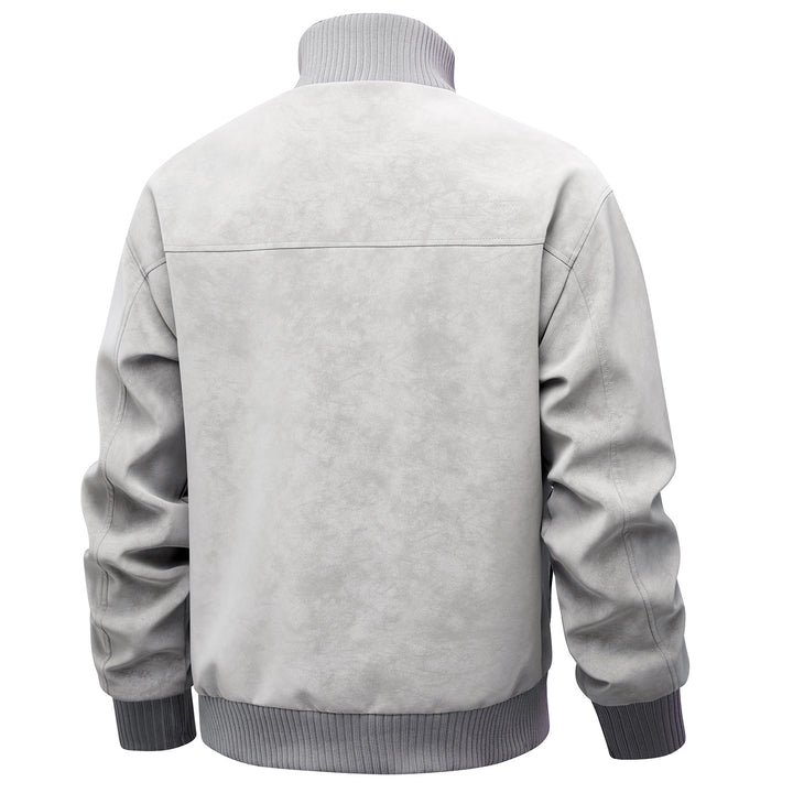 Herren elegante Kunstlederjacke im sportlichen Design mit Stehkragen und praktischen Taschen Echoarchiv