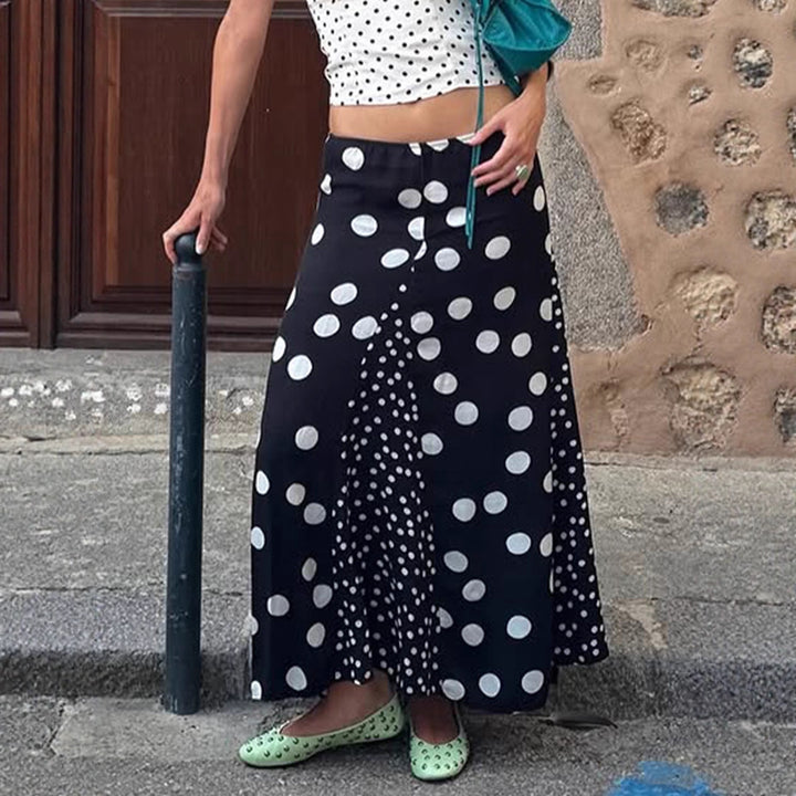 Damen Maxirock mit kontrastierendem Polka Dots Design und weitem Schnitt Echo Archiv