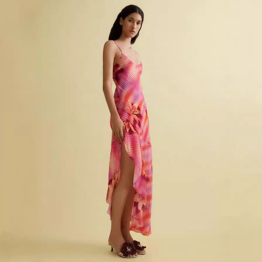 Damen Sommerliches Maxikleid mit asymmetrischem Saum und floralem Design Echo Archiv
