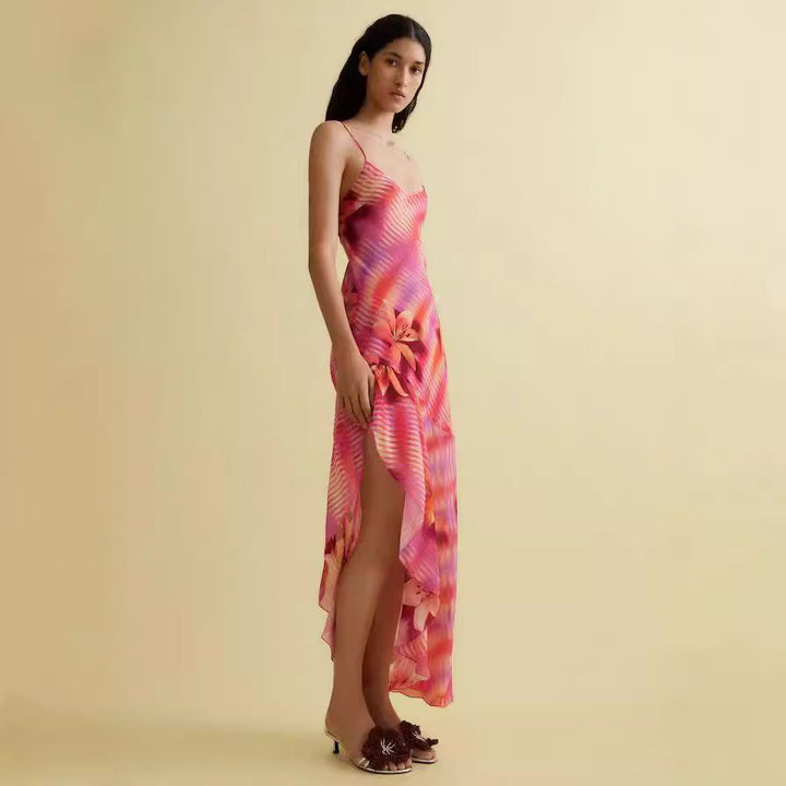 Damen Sommerliches Maxikleid mit asymmetrischem Saum und floralem Design Echo Archiv