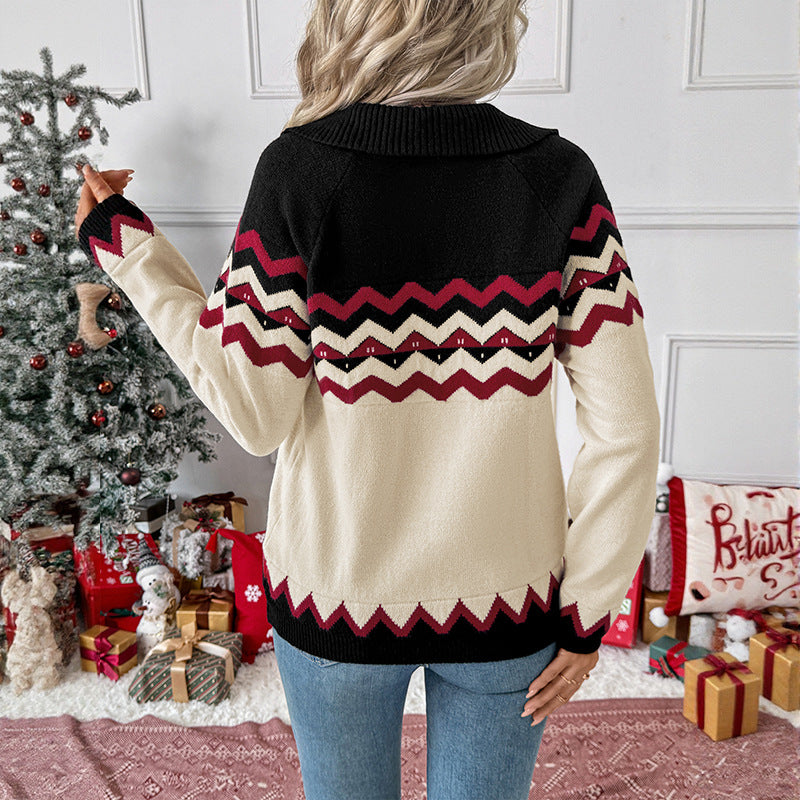 Damen Chic und bequemer Pullover mit Zickzack-Muster Echo Archiv