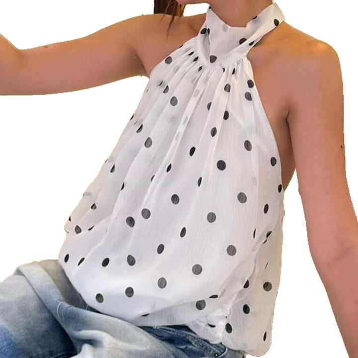 Damen Spaghetti-Trägertop mit modischem Punkten Design und Schleifenakzenten Echo Archiv