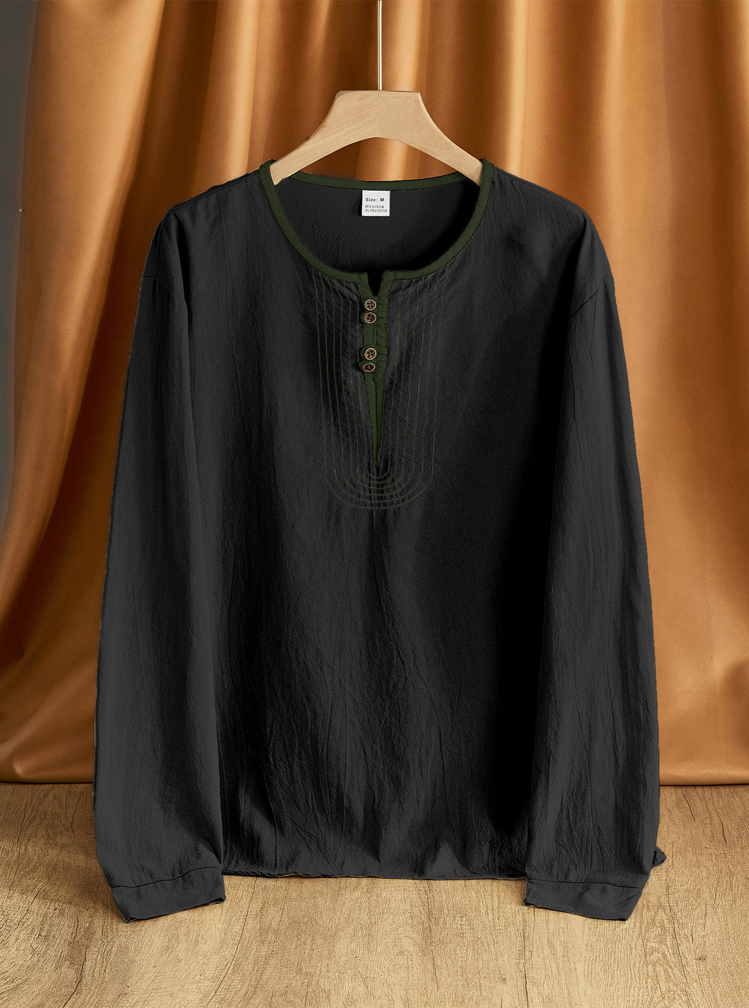 Herren bequemes Langarmshirt mit Knopfleiste und modischen Akzenten Echoarchiv