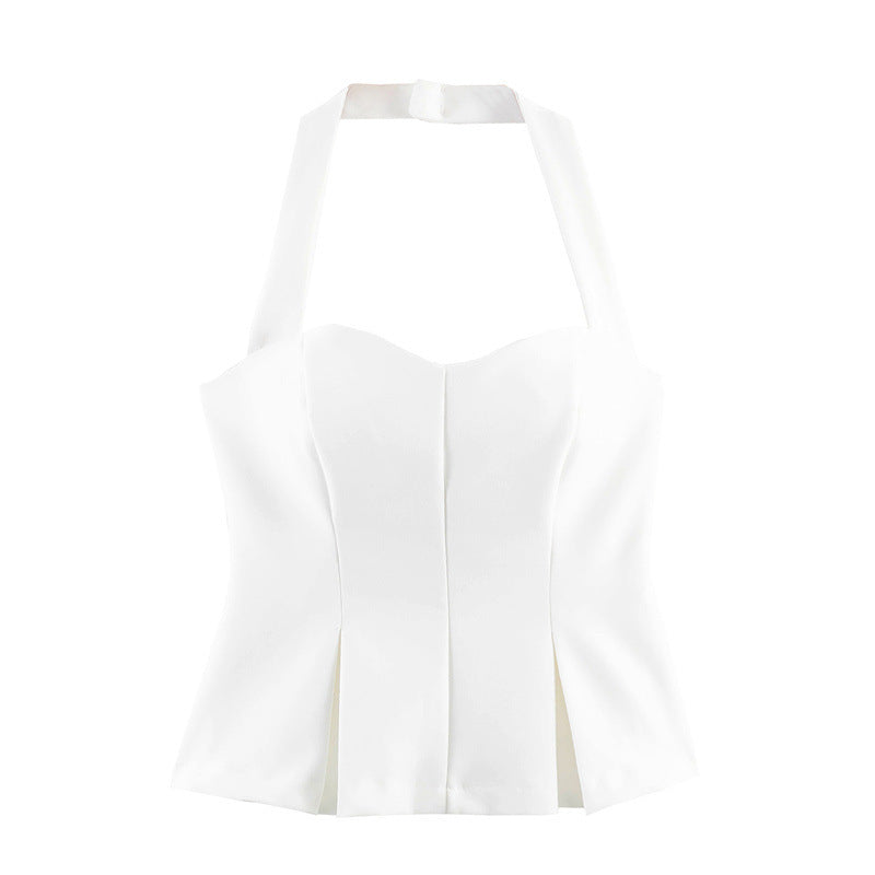 Damen Chic Haltertop mit tailliertem Schnitt und raffinierter Rüsche Echo Archiv