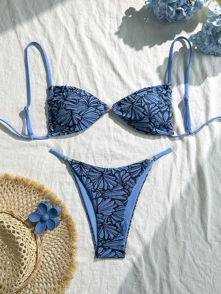 Damen Triangel-Bikini mit floralem Muster und verstellbaren Trägern Echo Archiv
