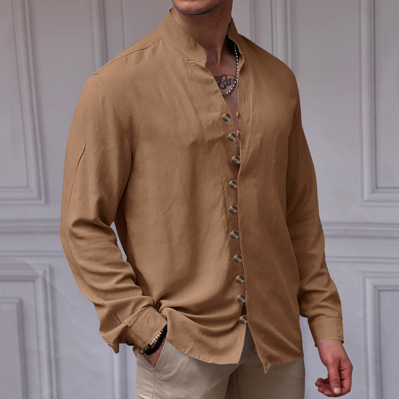Herren modisches Langarmhemd mit Knopfdetails Echoarchiv