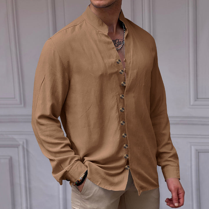 Herren modisches Langarmhemd mit Knopfdetails Echoarchiv