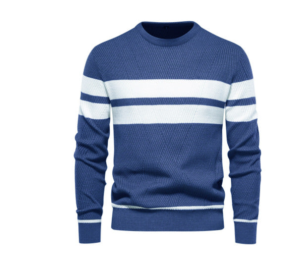 Herren Strickpullover mit modernem Strukturdesign und klassischen Streifen Echoarchiv