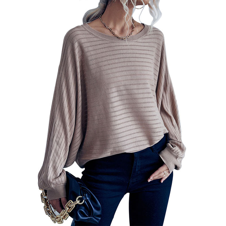 Damen Oversize-Feinstrickpullover mit horizontalem Rippdetail und Rundhalsausschnitt Echoarchiv