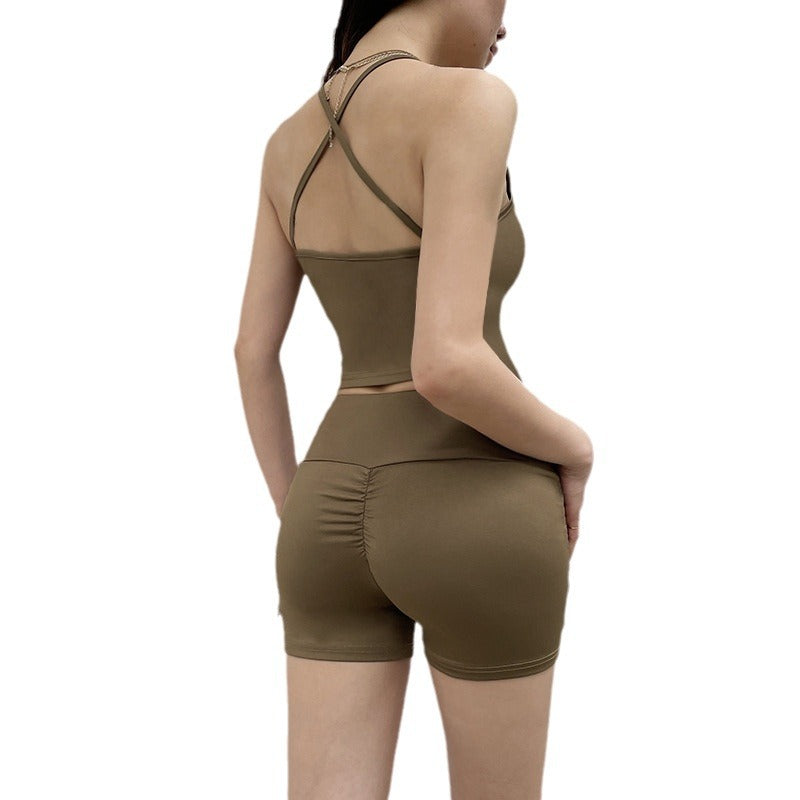 Damen Sportliches Crop-Top und Shorts-Set mit verstellbarem Bund Echo Archiv