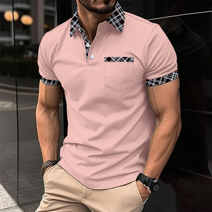 Herren Polohemd mit modernem Karomuster und eleganten Details Echoarchiv