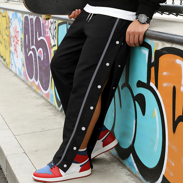 Herren Sportliche Snap-Trackhose mit seitlichen Druckknopfleisten und Tunnelzug Echoarchiv