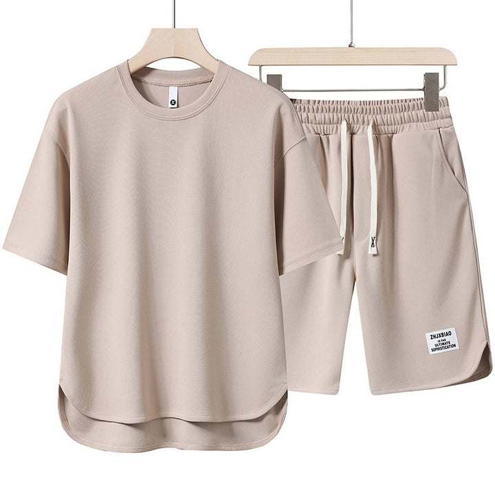 Unisex lässiges Set aus T-Shirt und Shorts mit seitlichen Taschen und elastischem Bund Echoarchiv