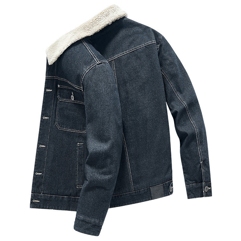 Herren Warme Denimjacke mit Kunstfellkragen Echo Archiv
