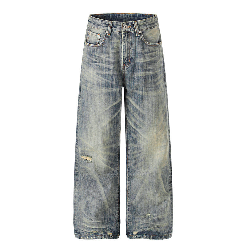 Damen Hochtaillierte Wide‑Leg Destroy‑Jeans mit Used‑Effekt und Culotte‑Silhouette Echoarchiv