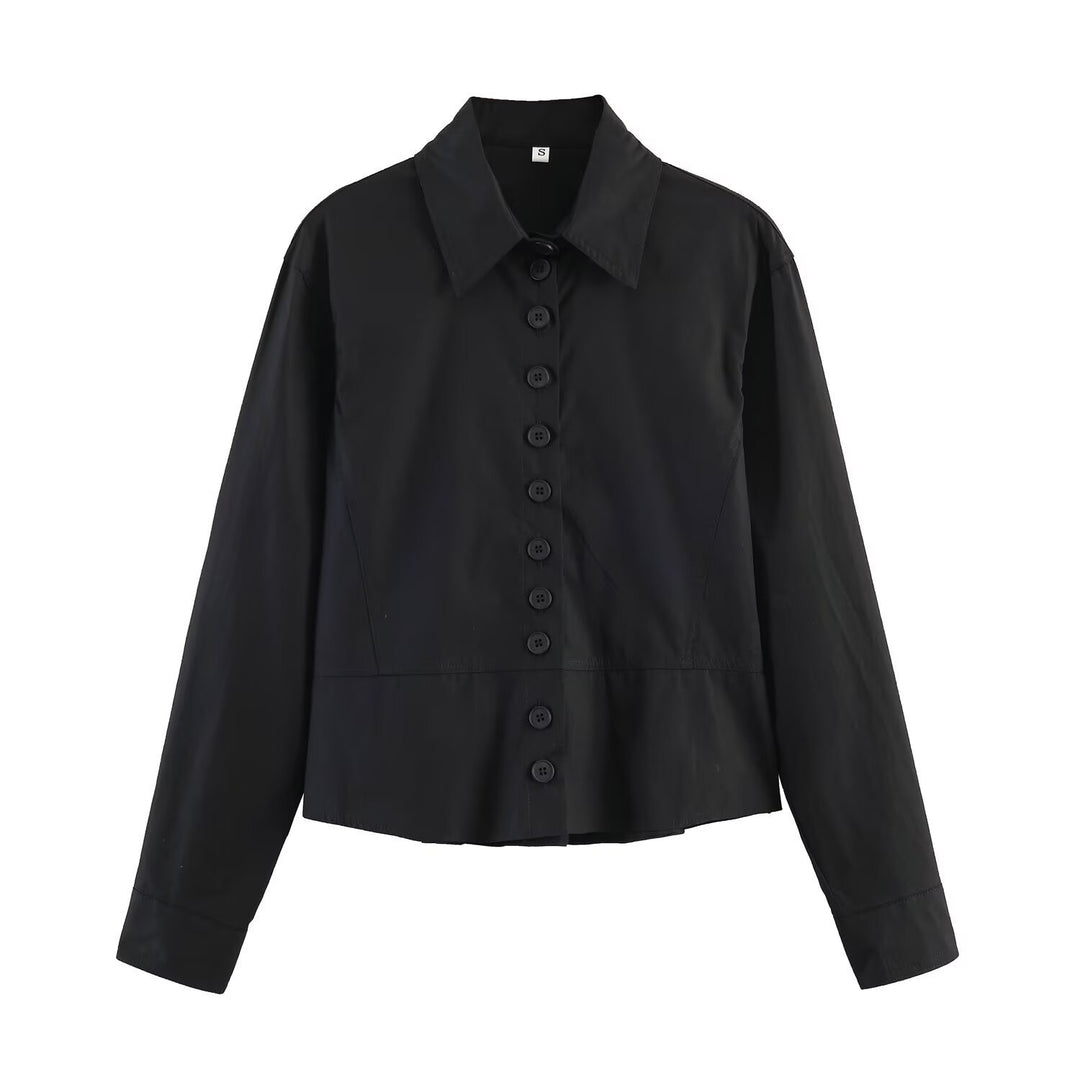 Damen gekürzte Blusenjacke mit durchgehender Knopfleiste und Hemdkragen Echo Archiv